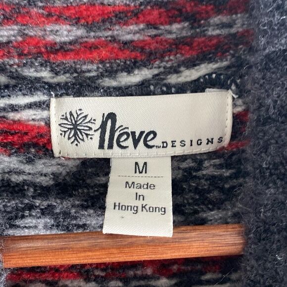 Neve Fair Isle Nordic print Wool blend Cozy Sweater Mock neck Size Medium - Picture 7 of 7